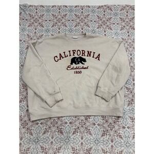 Reflex California Republic Bear Sweatshirt Beige Oversized Crewneck XL 2XL